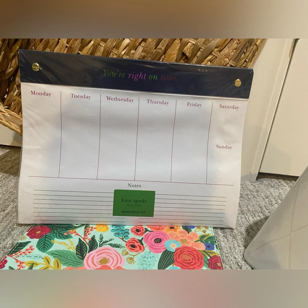 kate spade weekly planner pad - cream & green accents